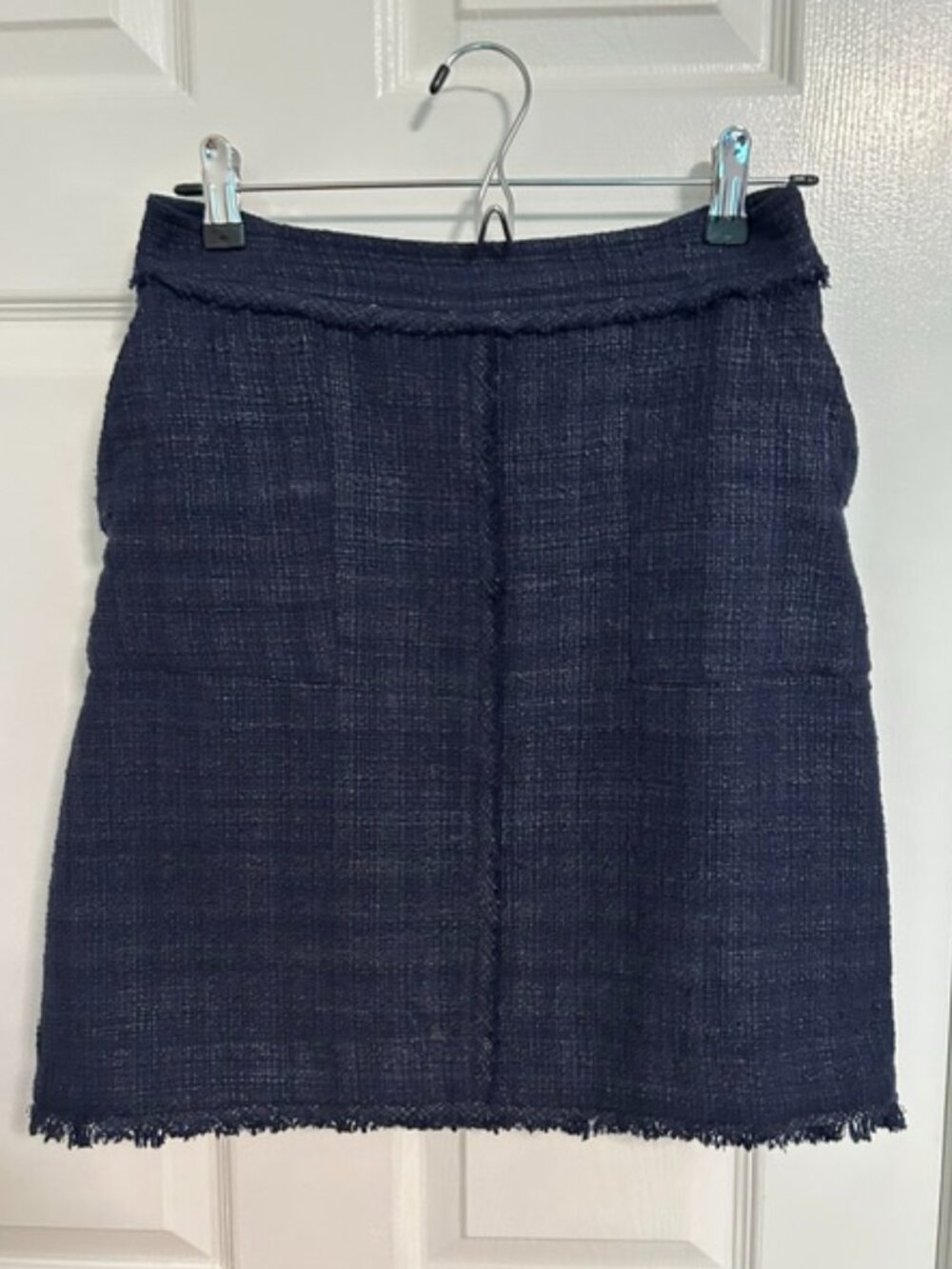 Banana Republic Navy Tweed Fringe Mini Skirt Size 0